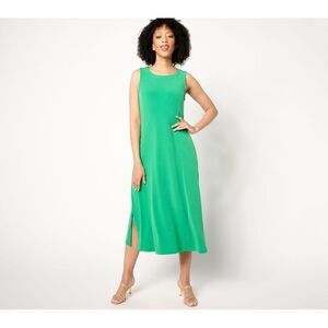 Susan Graver Women's Petite Dress PXS Every Day Liquid Knit Midi Green A479225